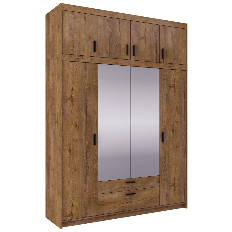 Szafa z lustrem Elena 4D DL04 z nadstawką NAEL DL04 Dąb Lefkas