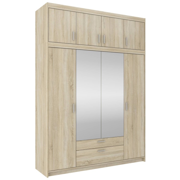 Szafa z lustrem Elena 4D SO04 z nadstawką NAEL SO04 Dąb Sonoma