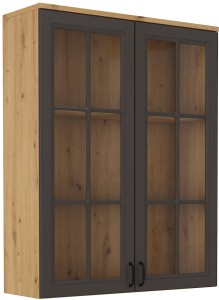 Kredens Flawia GRAR komoda 100 1D 3S z witryną 100 2D Grafit/Artisan