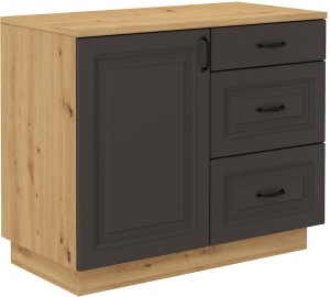 Kredens Flawia GRAR komoda 100 1D 3S z witryną 100 2D Grafit/Artisan