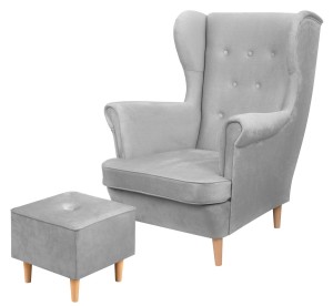 Zestaw wypoczynkowy Floki fotel z podnóżkiem Szary