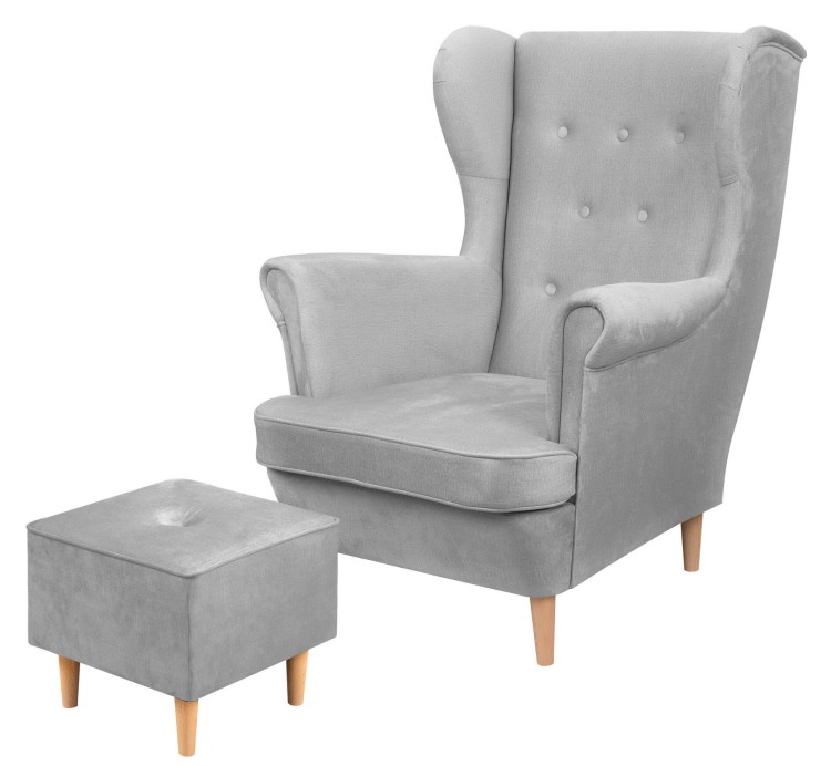 Zestaw wypoczynkowy Floki fotel z podnóżkiem Szary