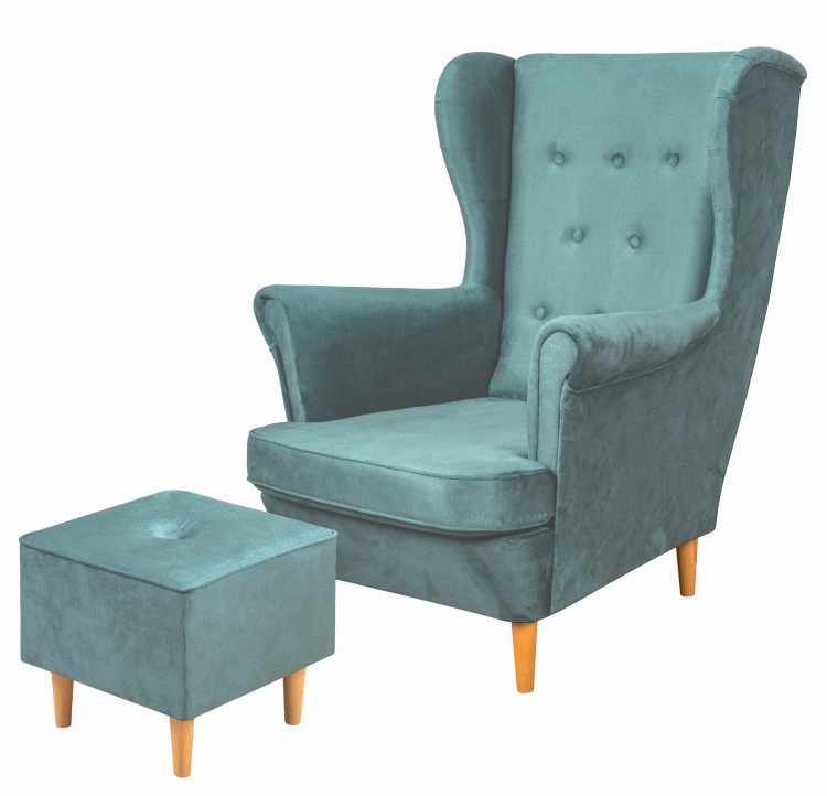 Zestaw wypoczynkowy Floki fotel z podnóżkiem Niebieski
