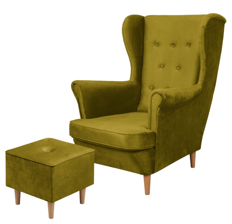 Zestaw wypoczynkowy Floki fotel z podnóżkiem Zielony