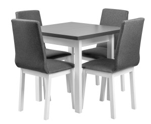 Stół z 4 krzesłami L002 Biały/Grafit