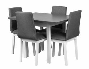 Stół z 4 krzesłami L002 Biały/Grafit