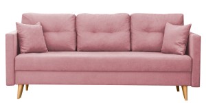 Komplet wypoczynkowy skandynawski sofa i 2 fotele Różowy