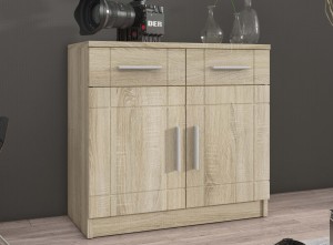 Meblościanka z witryną Paris SO01 z 2 komodami 3D 2S i 2D 2S Dąb Sonoma