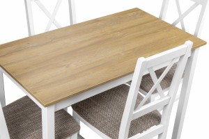 Zestaw stół z 4 krzesłami X002 Biały/Dąb Grandson