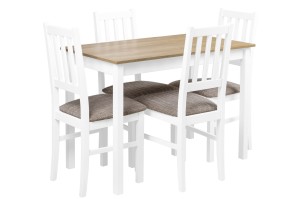Zestaw stół z 4 krzesłami X004 Biały/Dąb Grandson