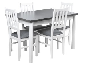 Stół rozkładany z 4 krzesłami X008 Biały/Grafitowy