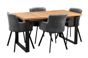 Stół rozkładany z 4 krzesłami Y071 Czarny/Dąb Lefkas