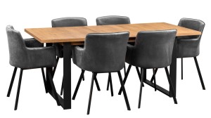 Stół rozkładany z 6 krzesłami Y071 Czarny/Dąb Lefkas