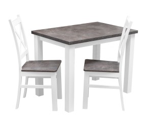 Stół z 2 krzesłami Z052 Biały/Beton