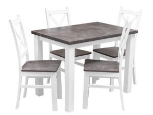 Stół z 4 krzesłami Z052 Biały/Beton