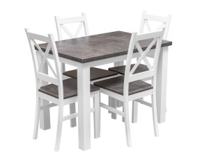 Stół z 4 krzesłami Z052 Biały/Beton