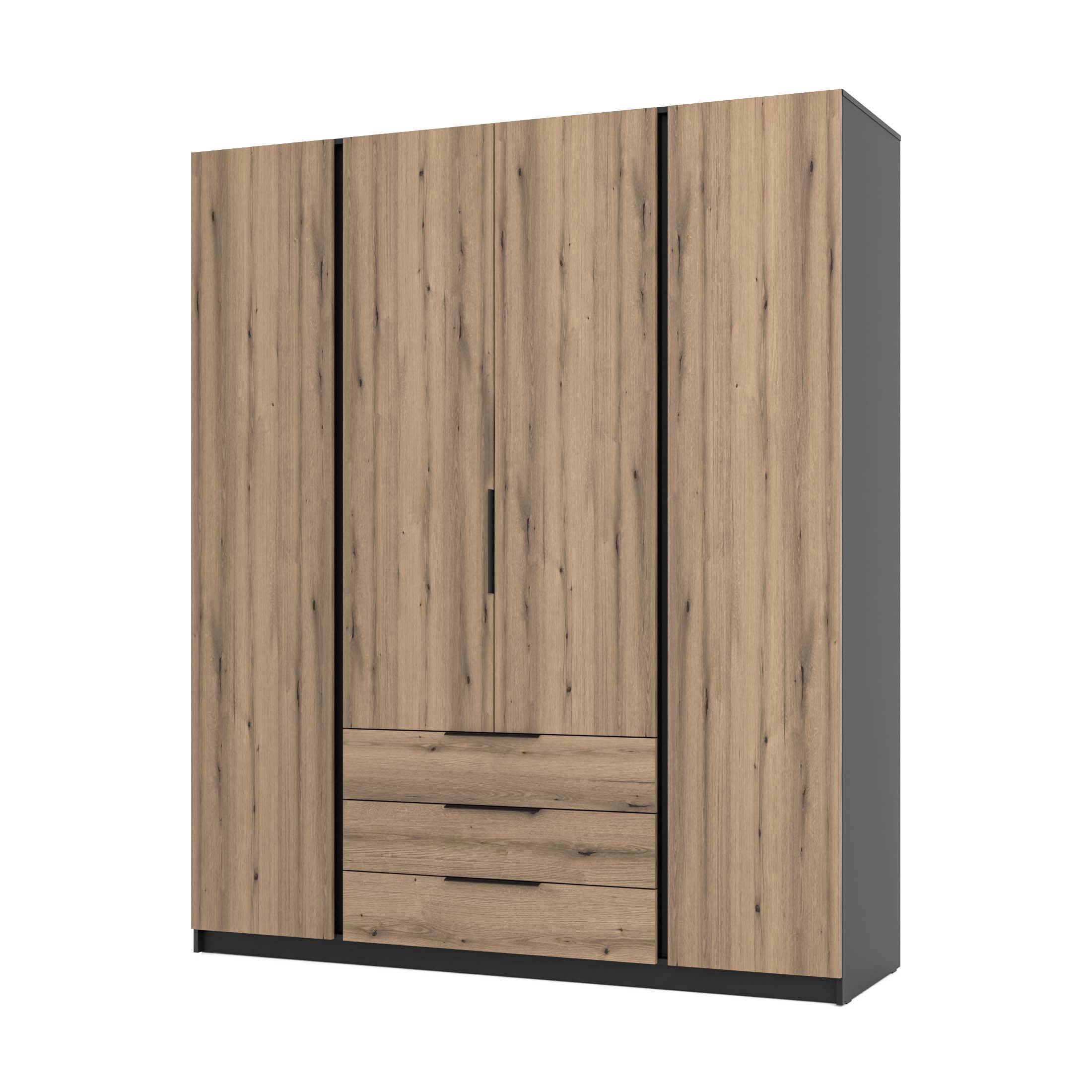 Szafa do przedpokoju 4-drzwiowa z szufladami i półkami Dravero BL/EV 4F 3S