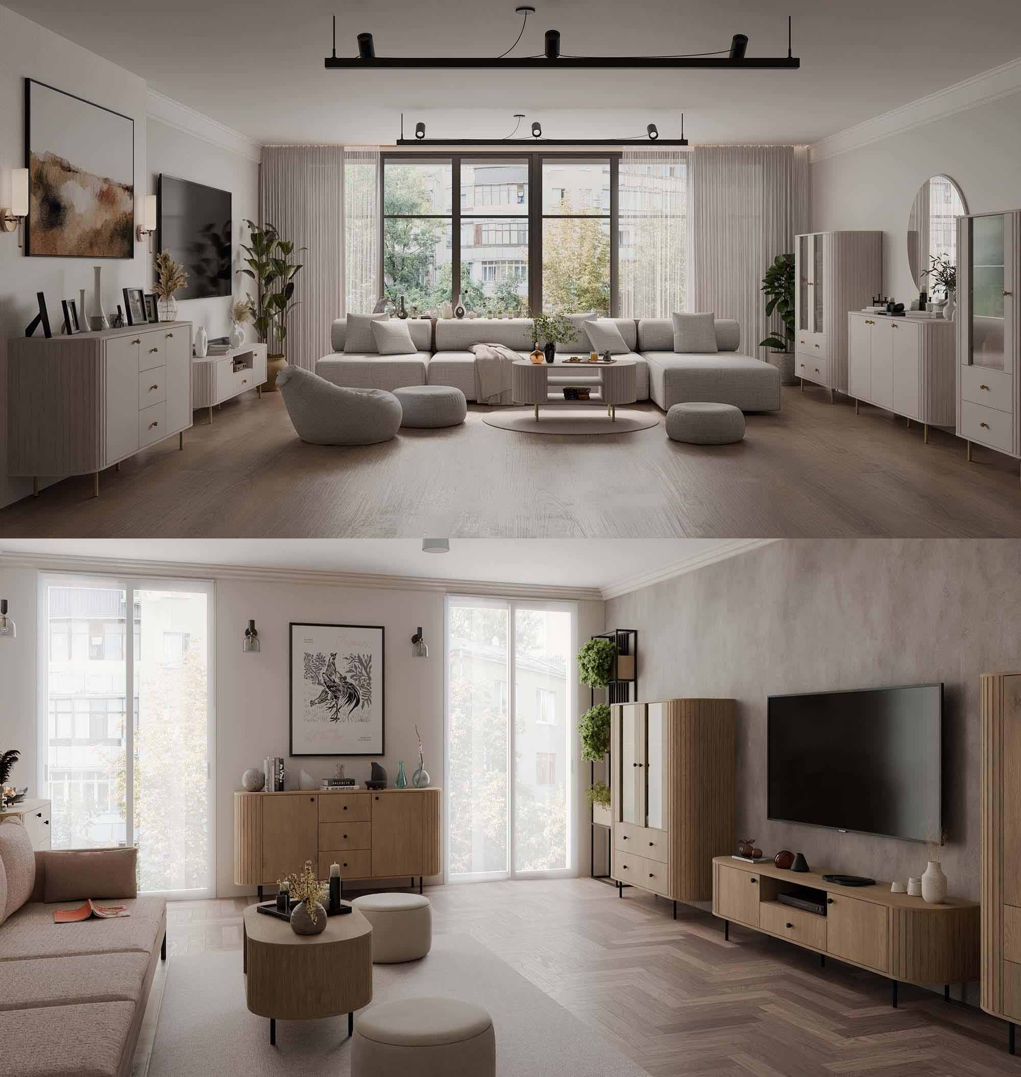 Witryna do salonu z przeszklonymi drzwiami i dwoma szufladami Flana 112 1F2S Dąb Cremona