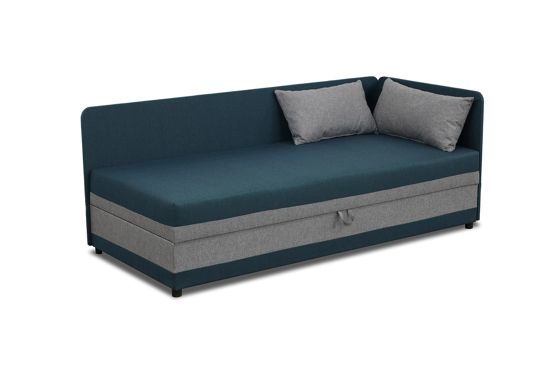 Tapczan łóżko jednoosobowe z pojemnikiem Hirek Eko 80x180 Turkusowe/Szare