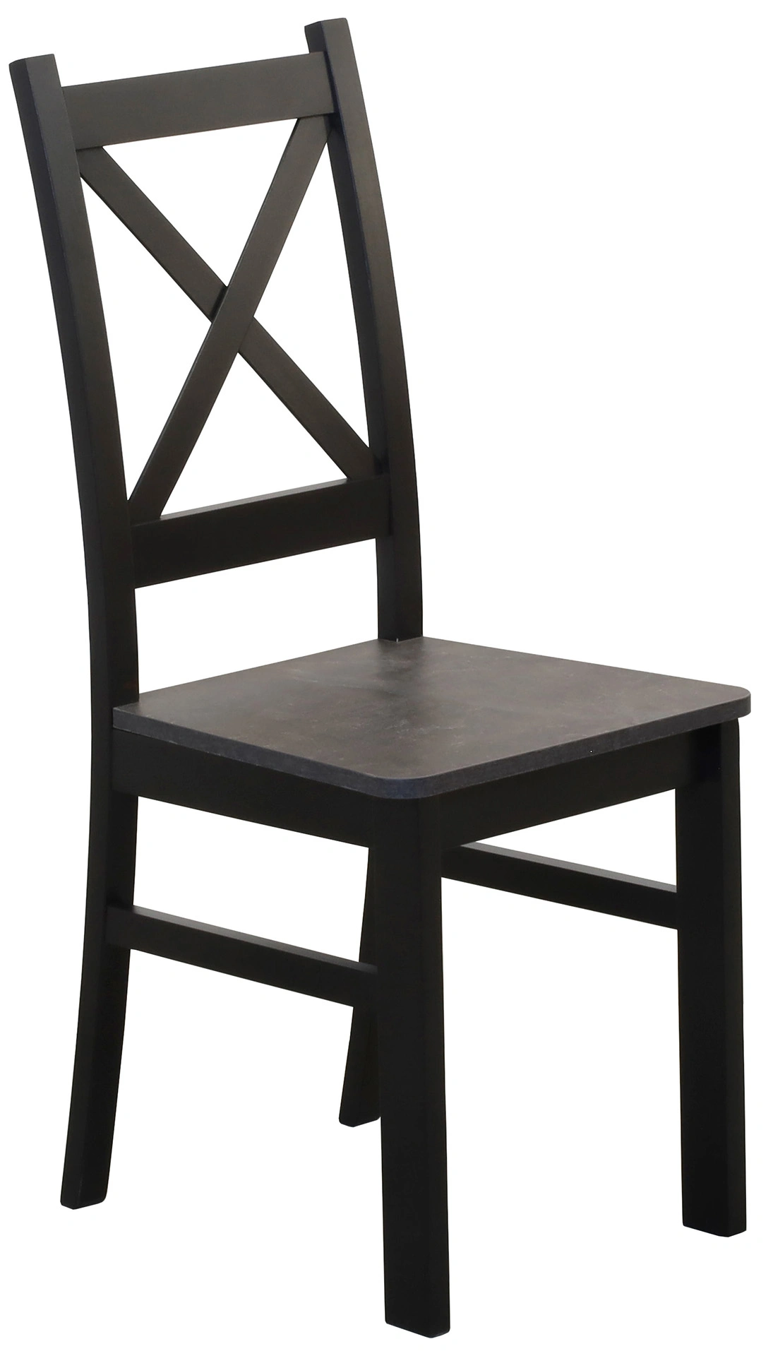 Krzesło krzyżak drewniane do jadalni Czarny/Beton
