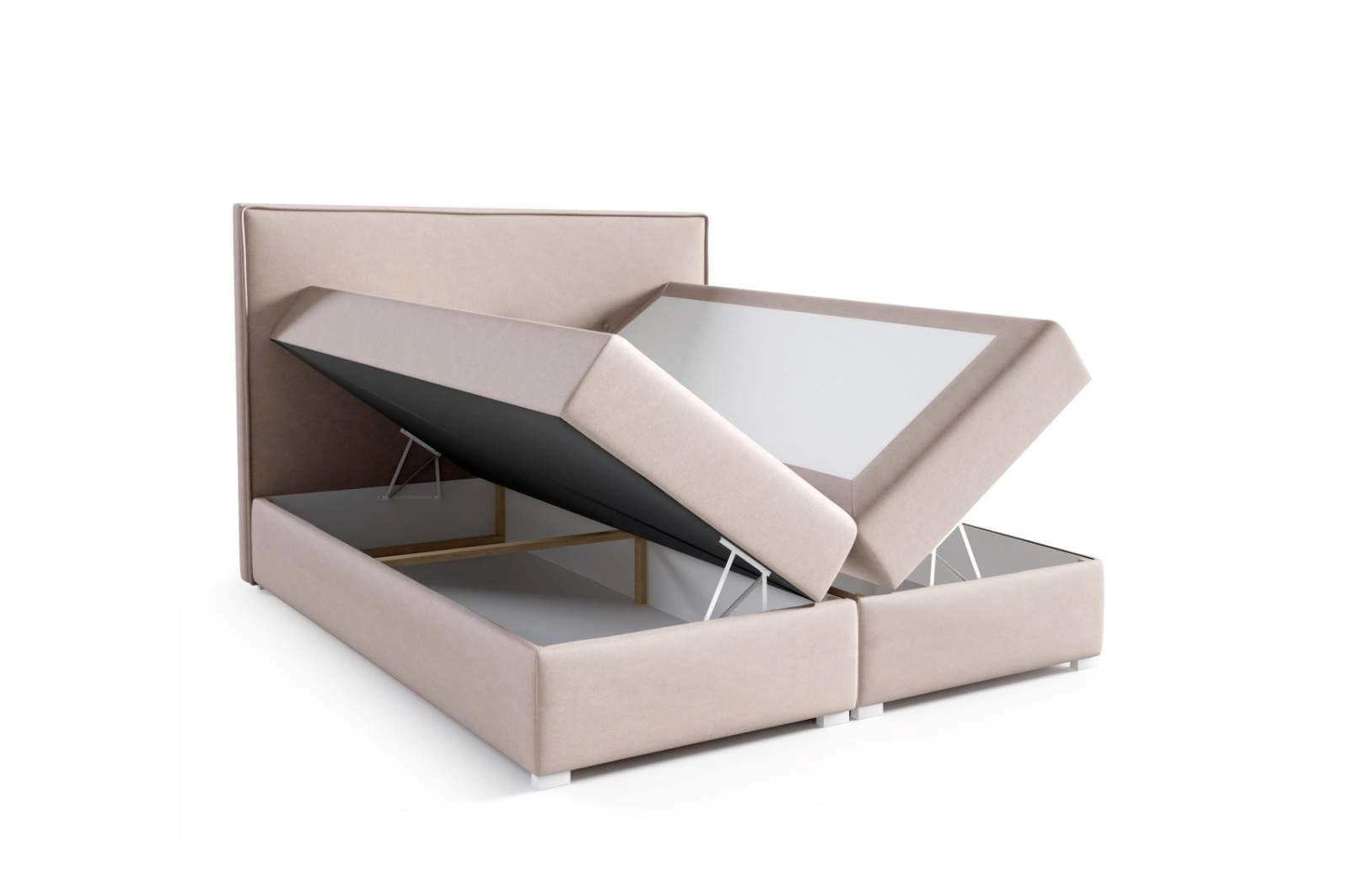 Łóżko kontynentalne z pojemnikiem 180x200 Larmo Beżowe