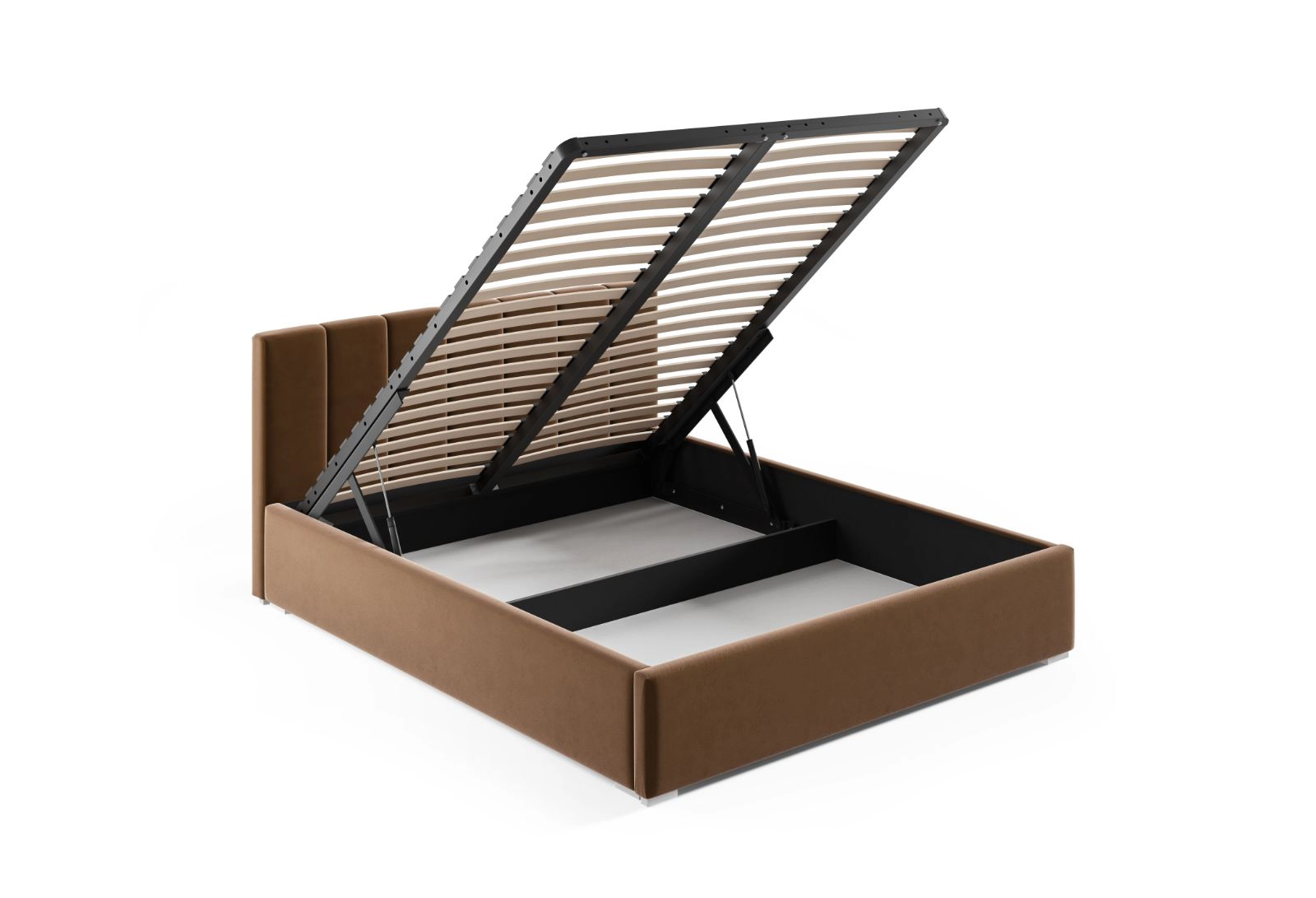 Łóżko tapicerowane 180x200 z materacem Ledo Brązowe Metalowy Stelaż