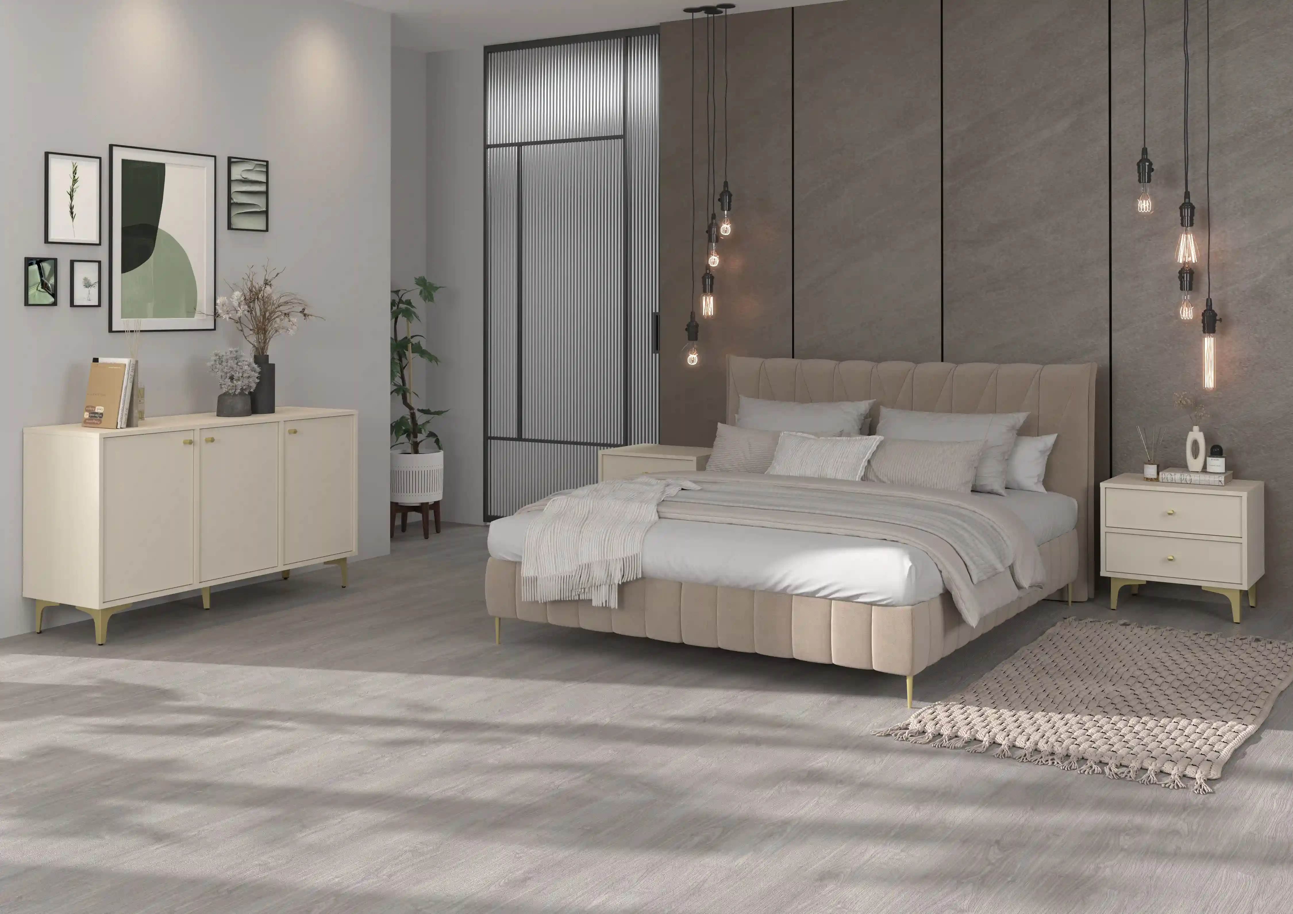 Komoda trzydrzwiowa do salonu Sakai 3F T813 Beżowy