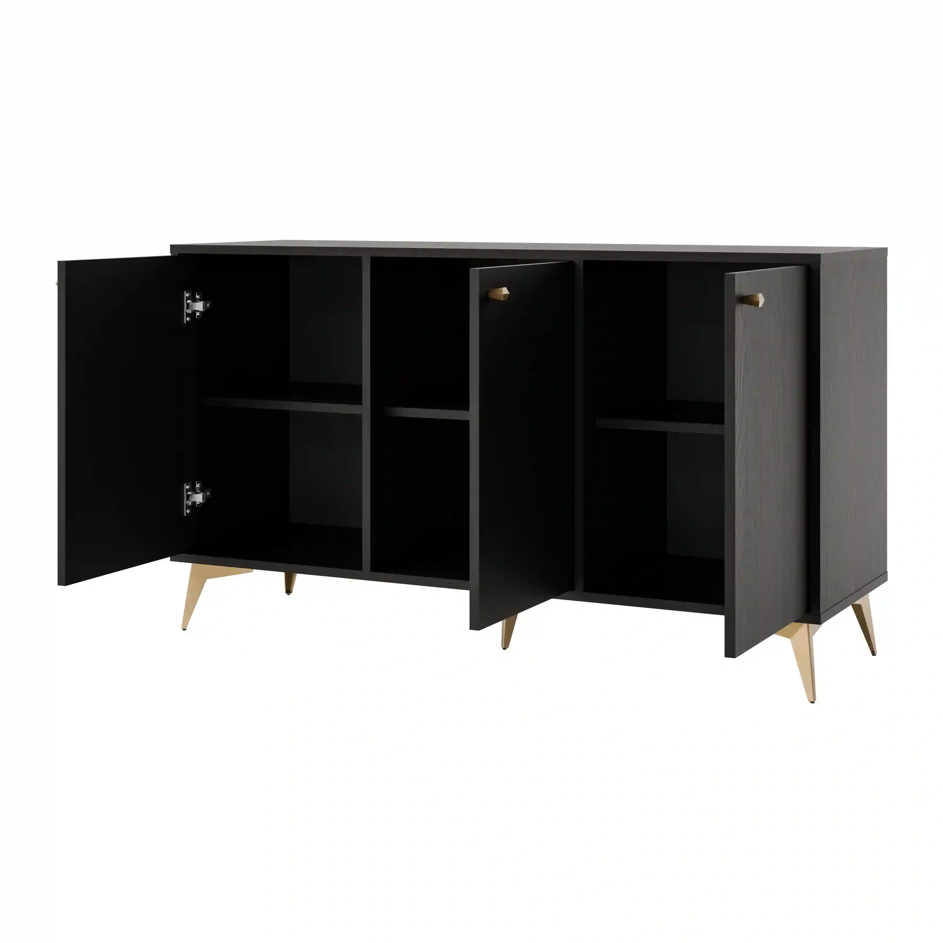 Komoda trzydrzwiowa do salonu Sakai 3F T813 Czarny