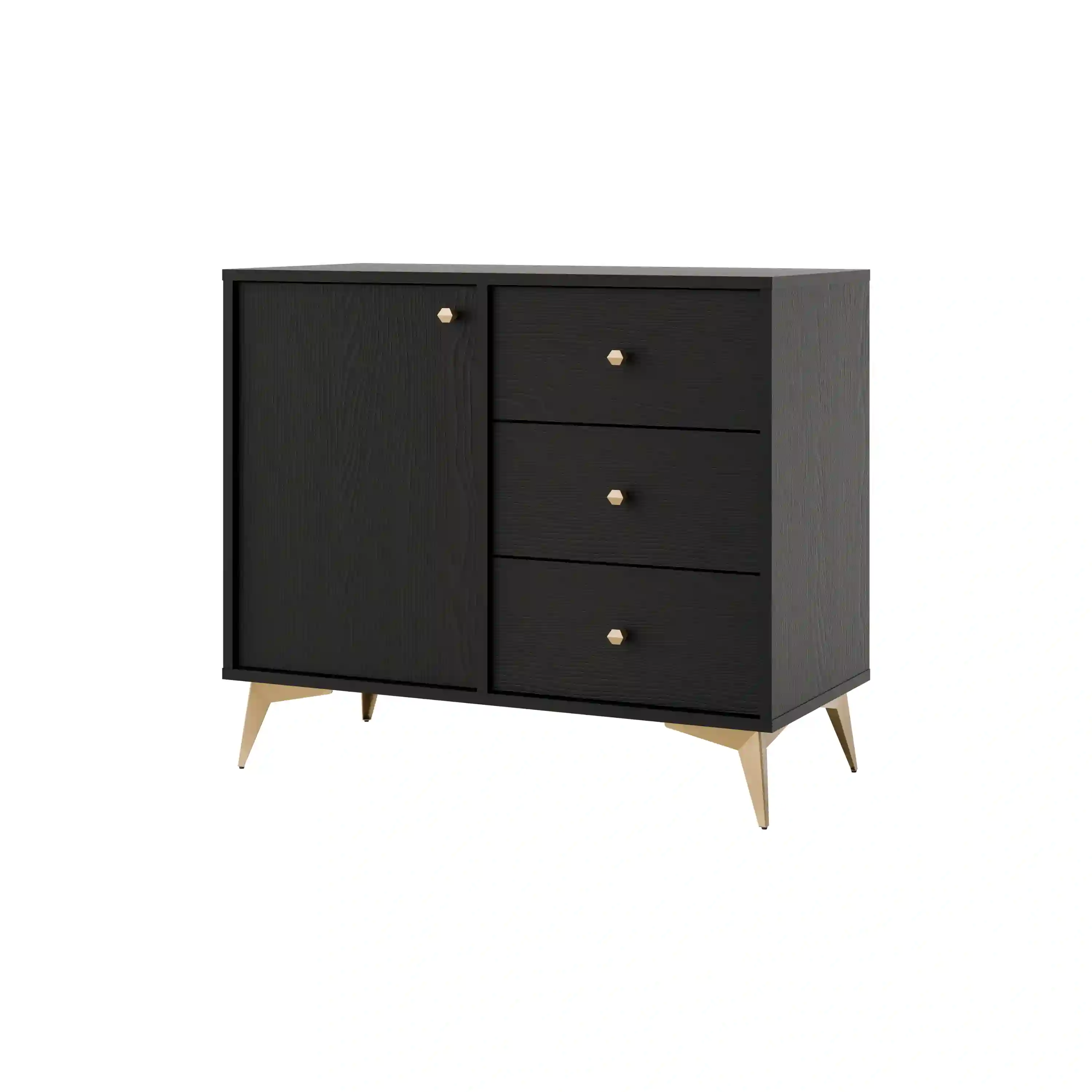 Komoda z szufladami do salonu Sakai 1F 3S T814 Czarny