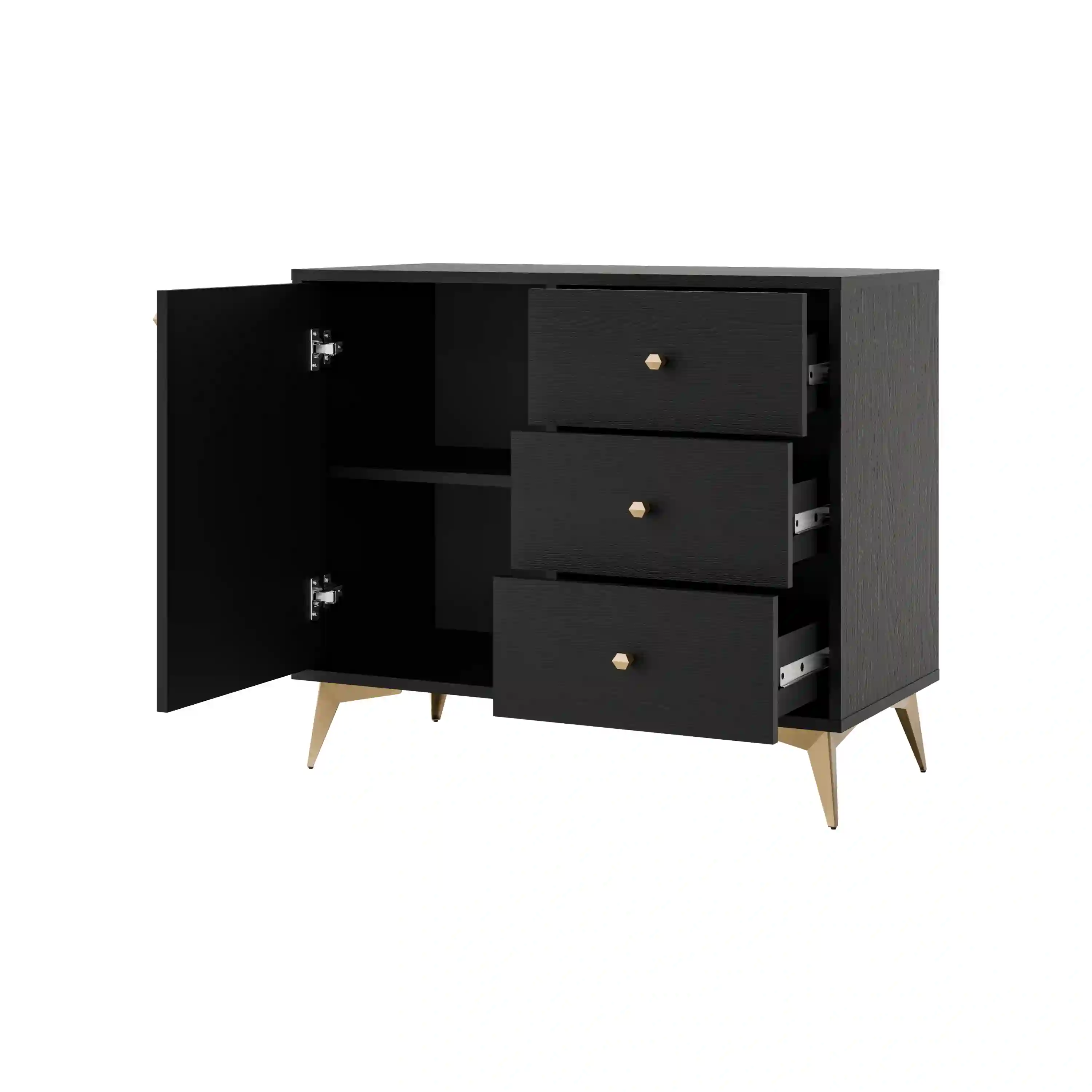 Komoda z szufladami do salonu Sakai 1F 3S T814 Czarny