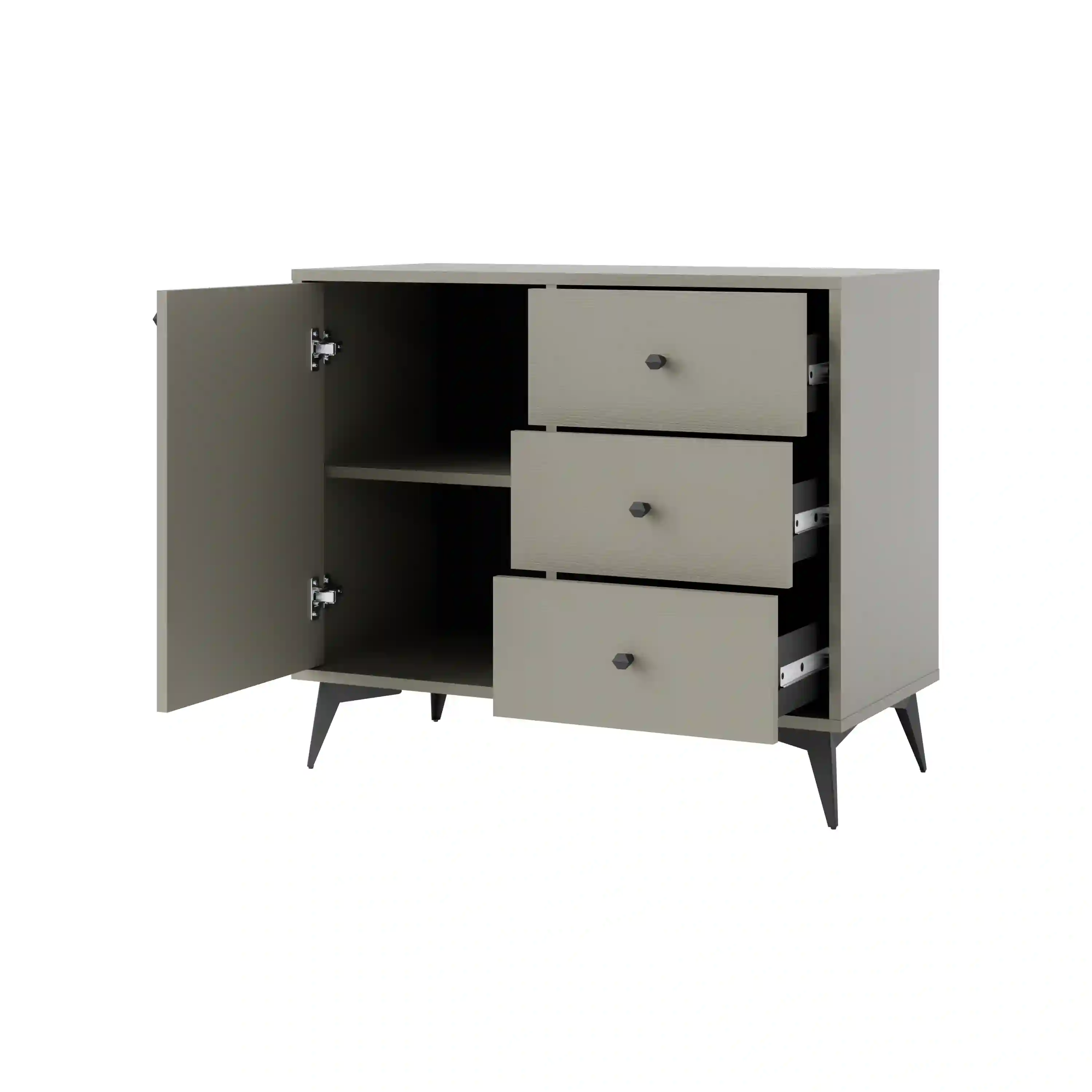 Komoda z szufladami do salonu Sakai 1F 3S T814 Eukaliptus