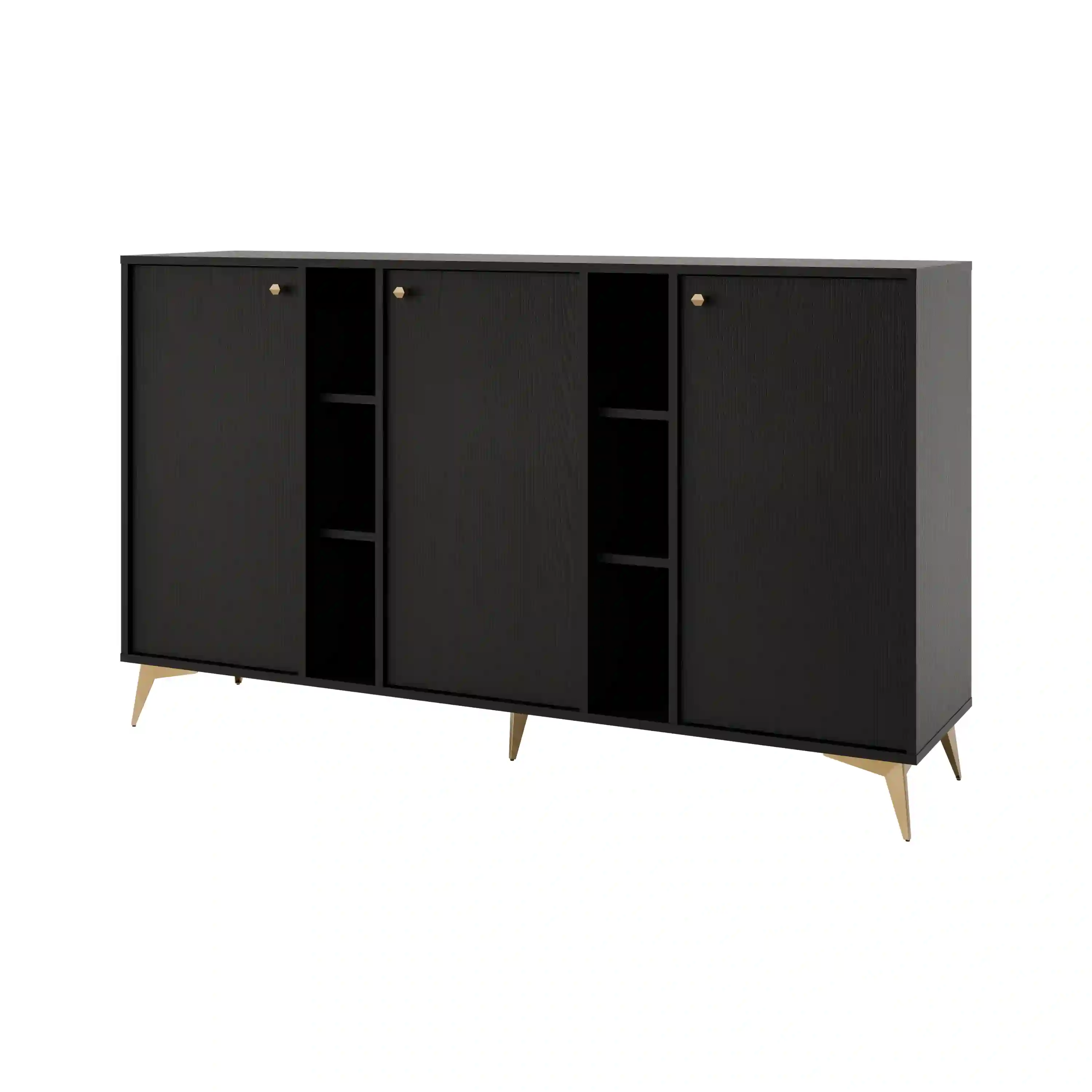 Komoda trzydrzwiowa do salonu Sakai 3F T823 Czarny