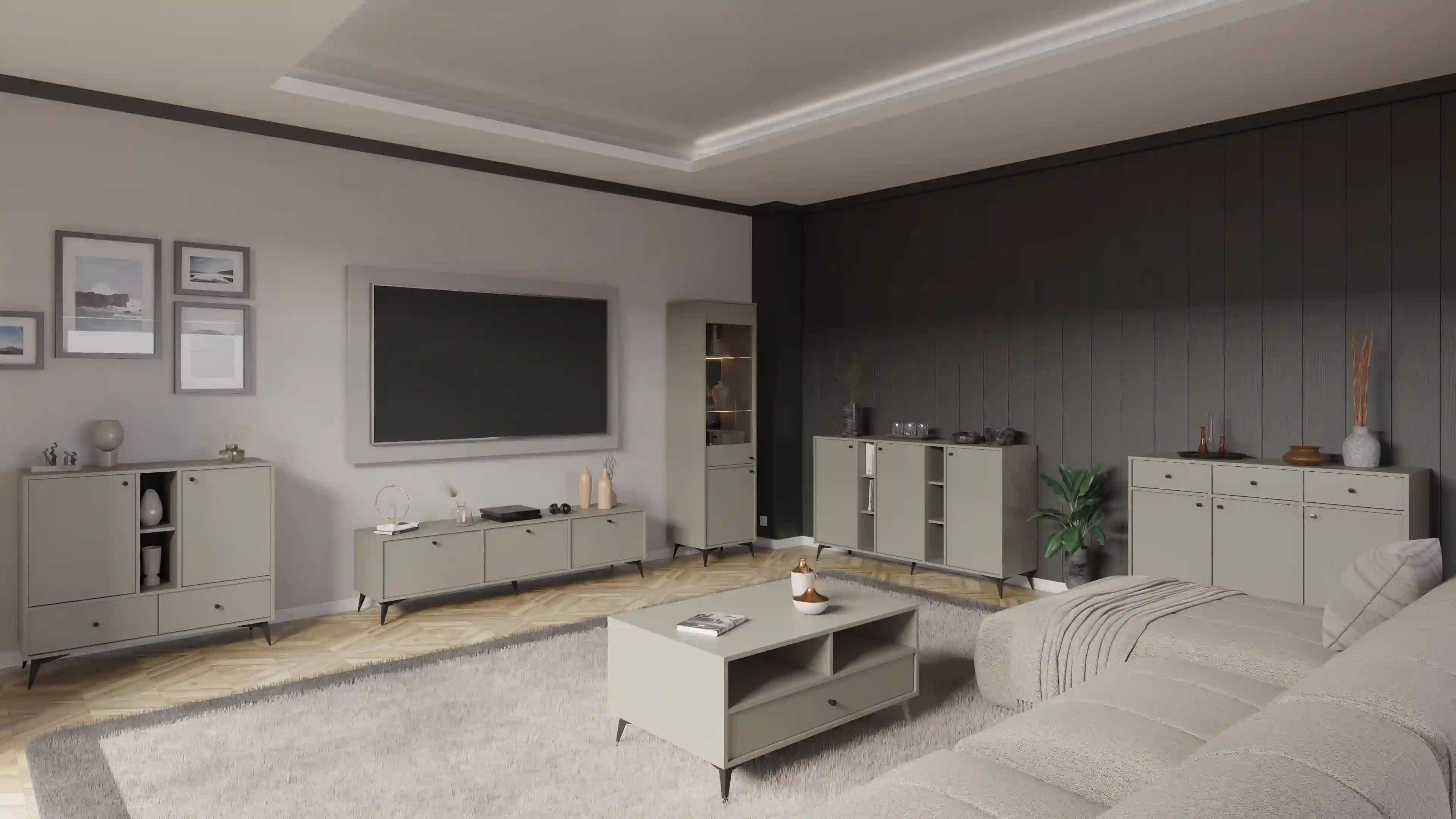 Komoda trzydrzwiowa do salonu Sakai 3F T823 Eukaliptus