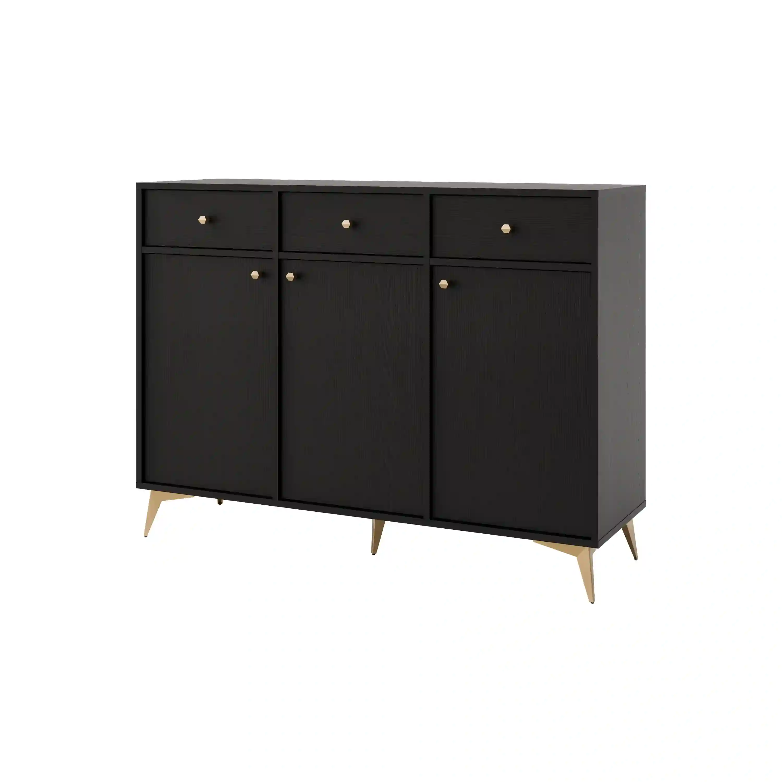 Komoda z szufladami do salonu Sakai 3F 3S T827 Czarny