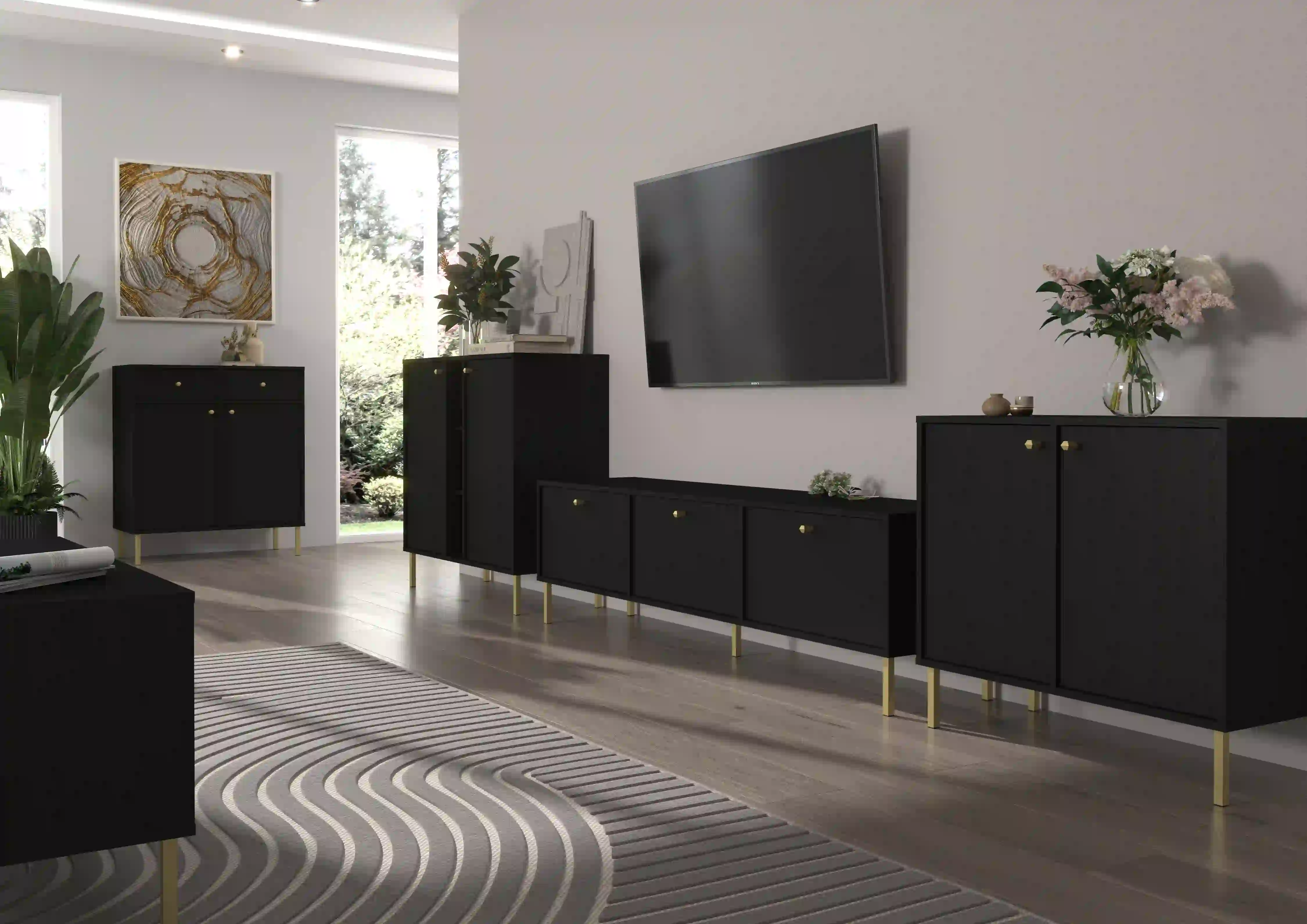 Komoda dwudrzwiowa do salonu Sakai 2F T812 Czarny