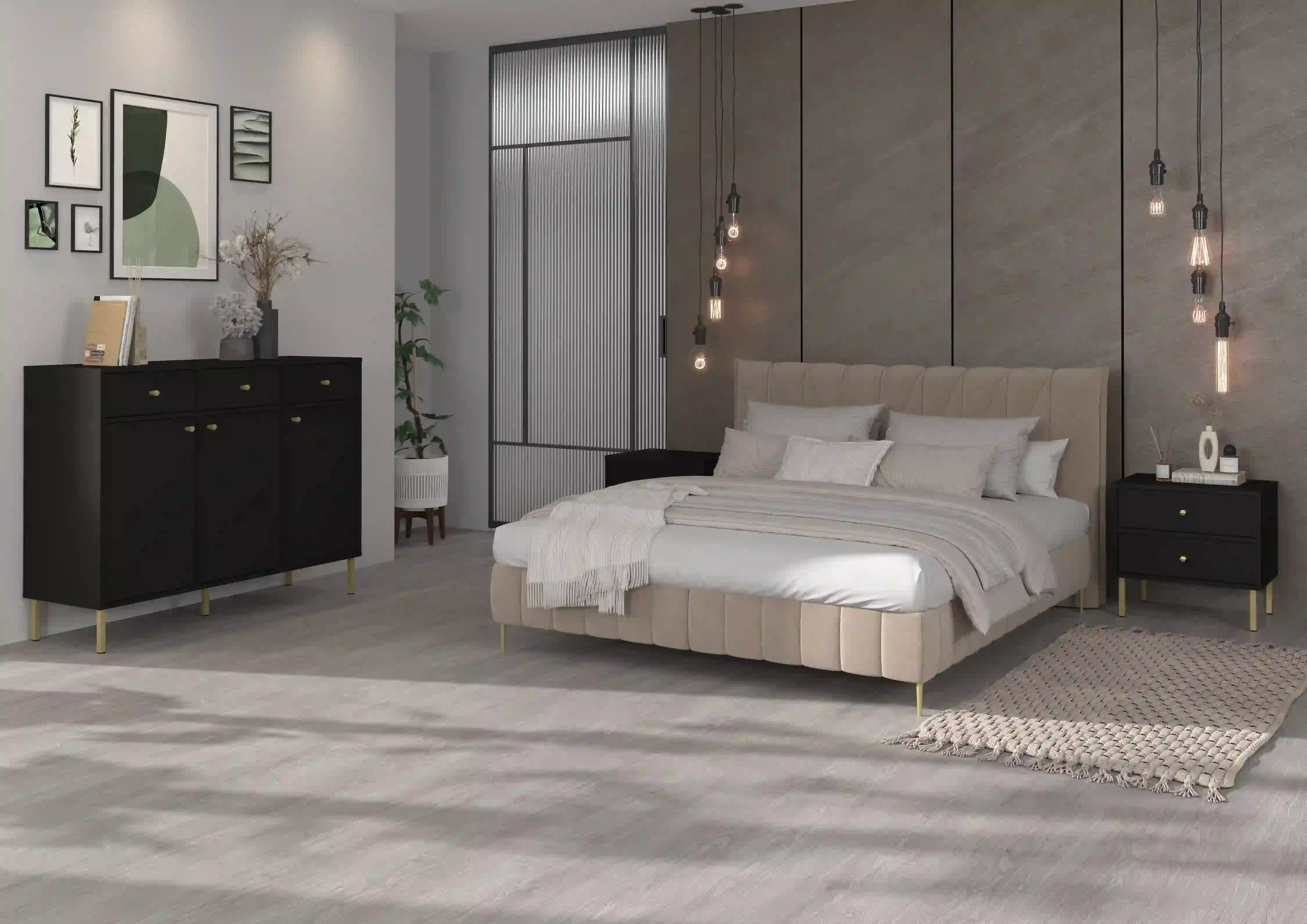 Komoda trzydrzwiowa do salonu Sakai 3F T813 Czarny