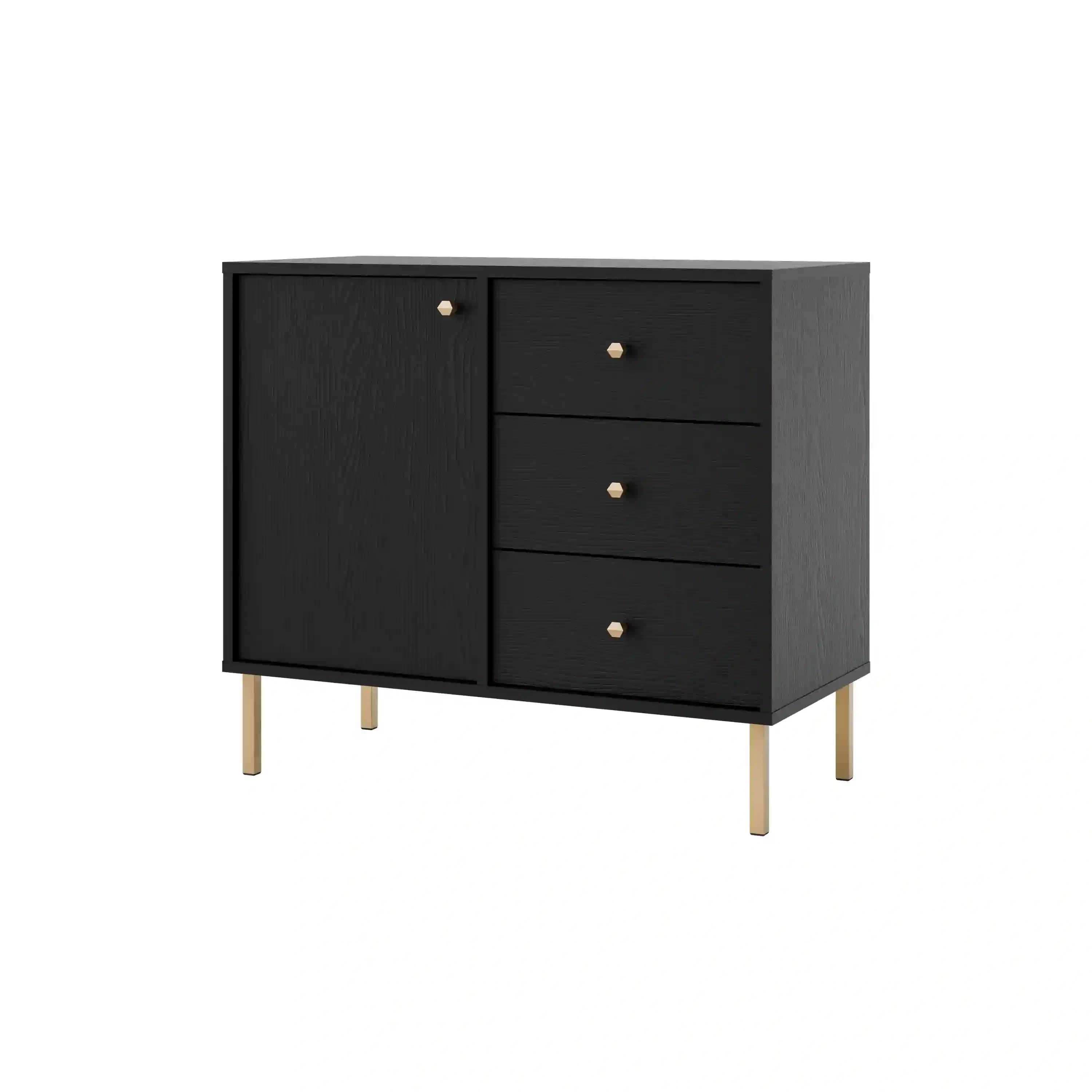 Komoda z szufladami do salonu Sakai 1F 3S T814 Czarny
