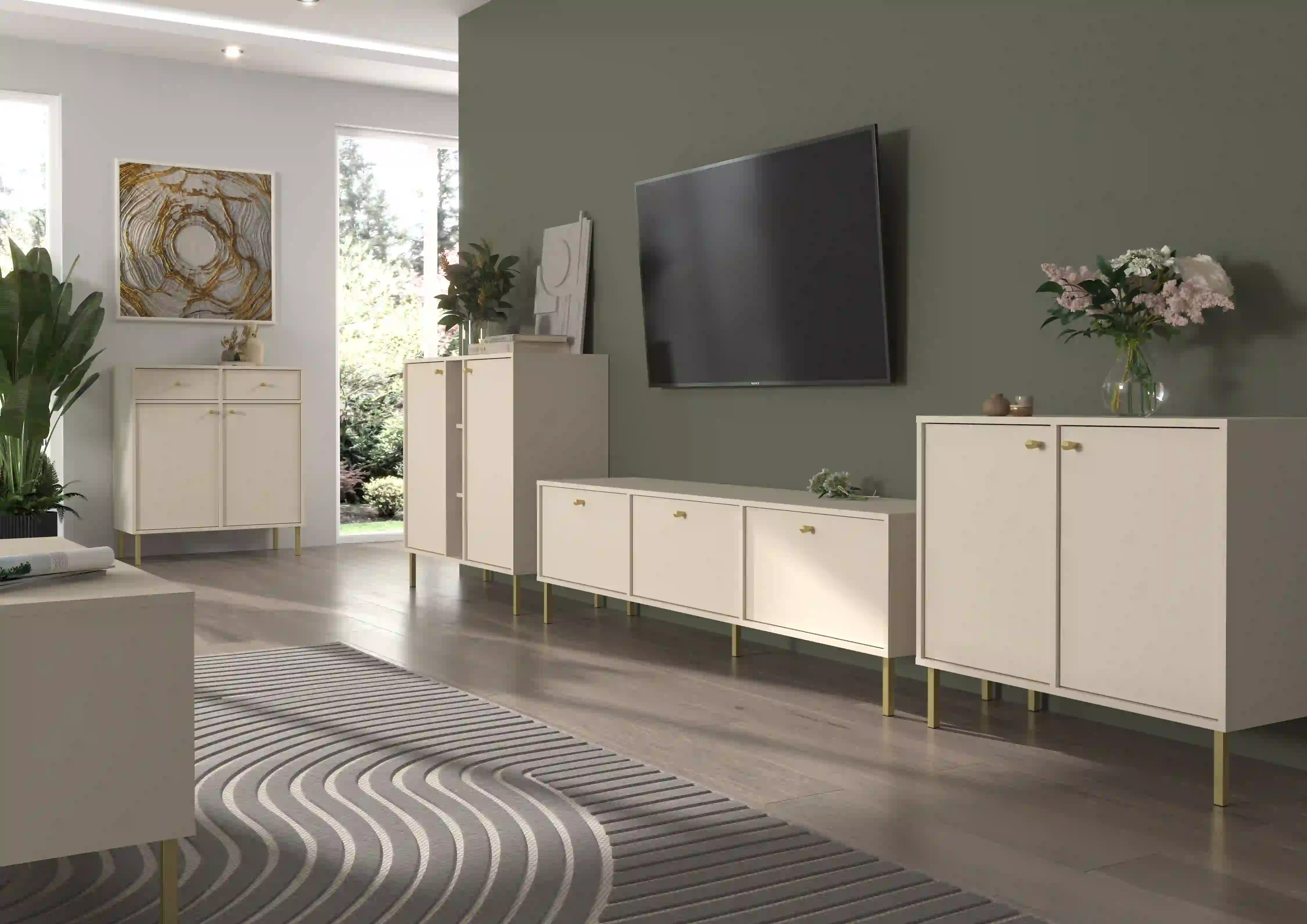 Komoda dwudrzwiowa do salonu Sakai 2F T822 Beżowy