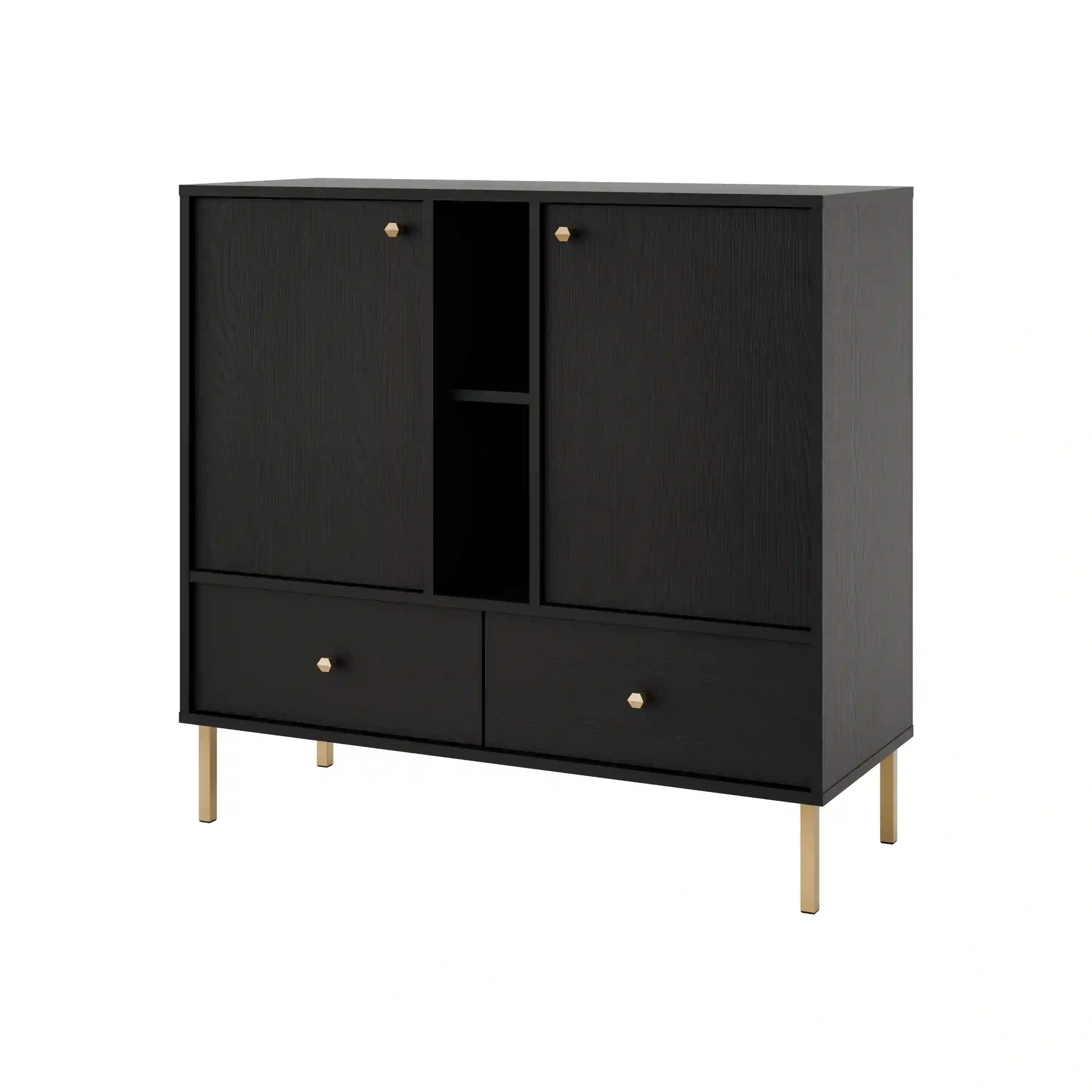 Komoda z szufladami do salonu Sakai 2F 2S T825 Czarny