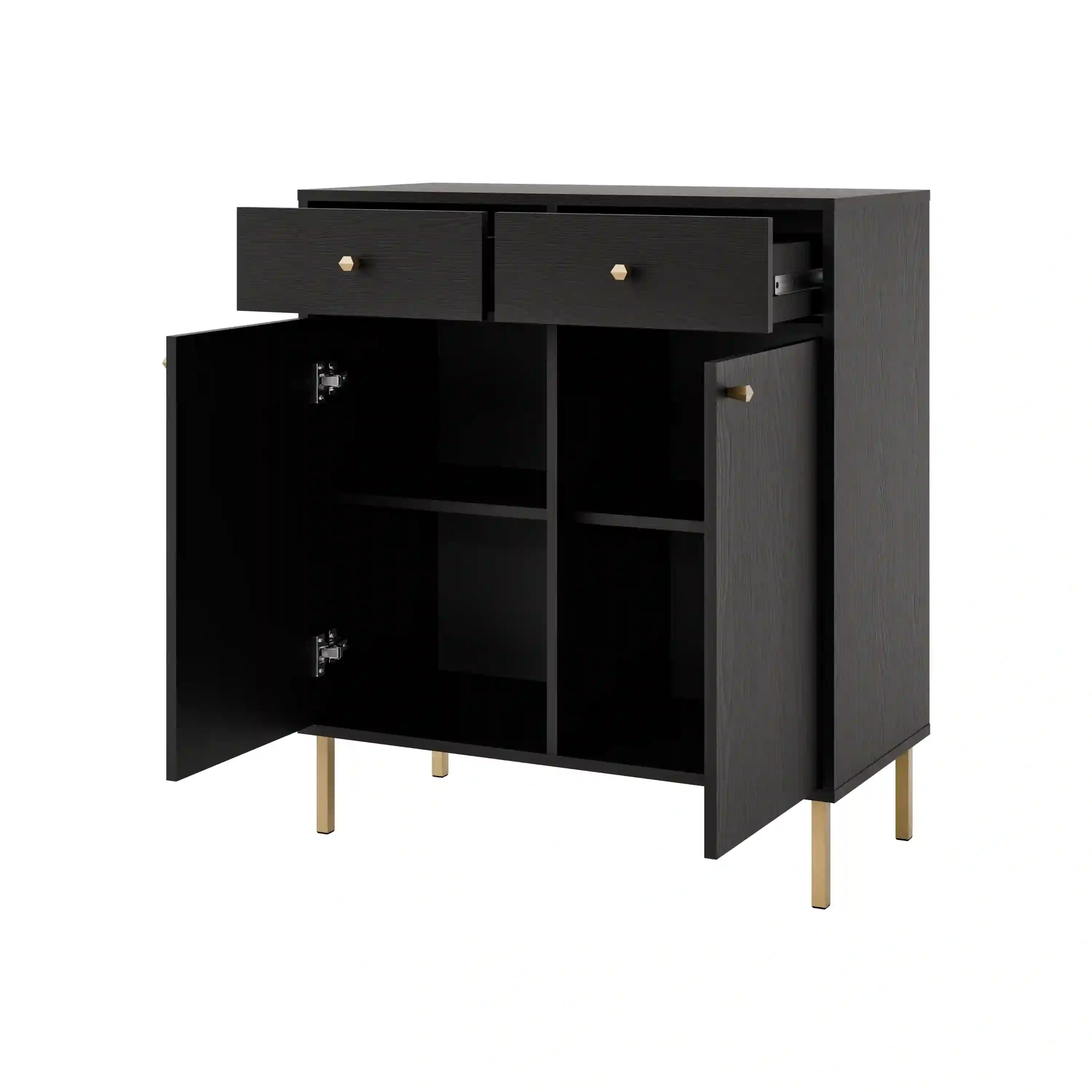 Komoda z szufladami do salonu Sakai 2F 2S T826 Czarny