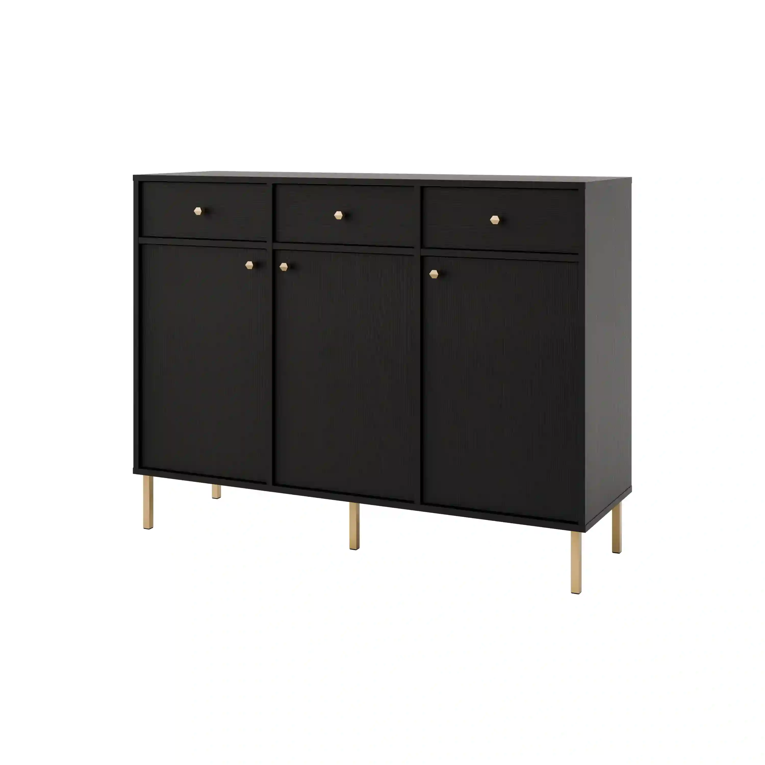 Komoda z szufladami do salonu Sakai 3F 3S T827 Czarny