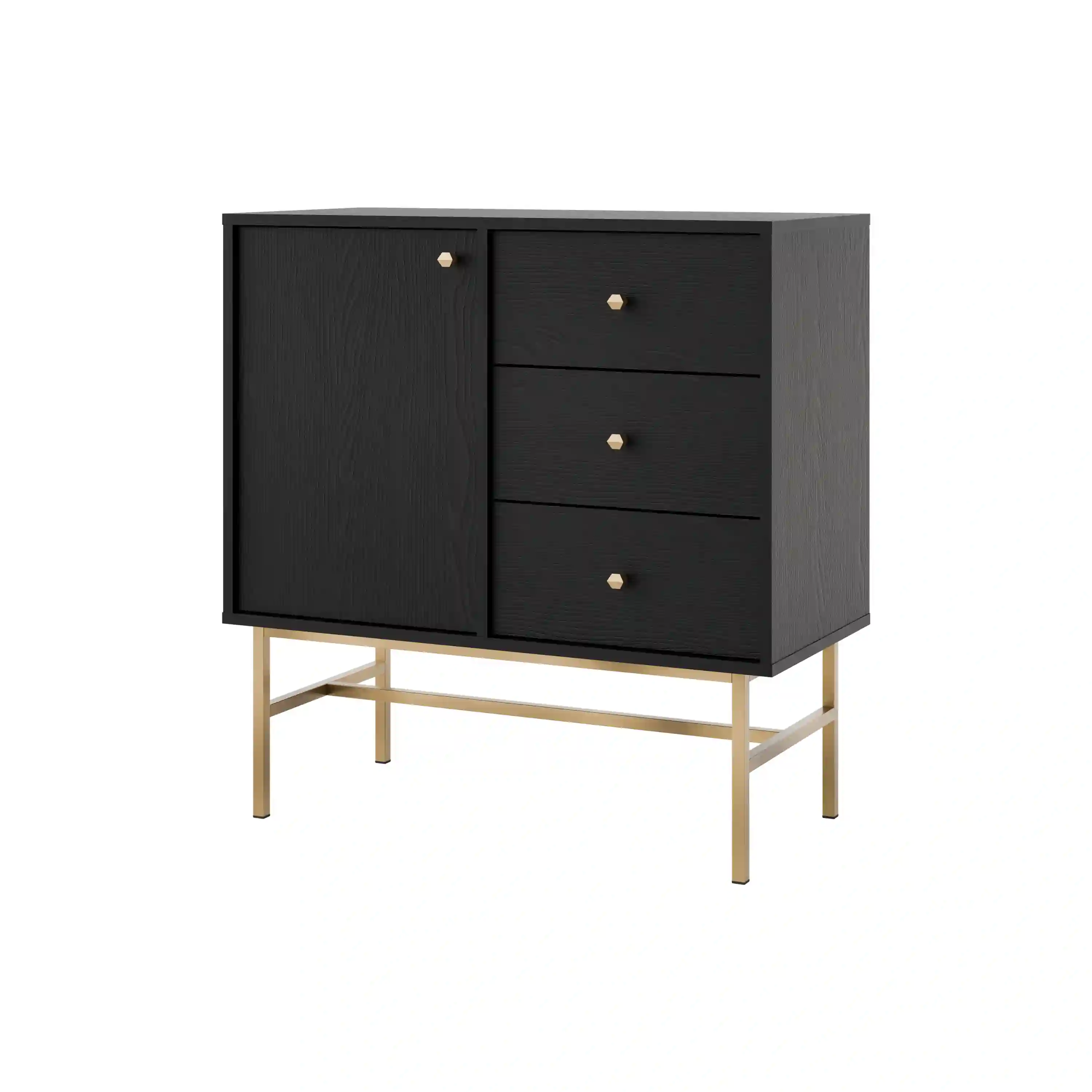 Komoda z szufladami do salonu Sakai 1F 3S T814 Czarny