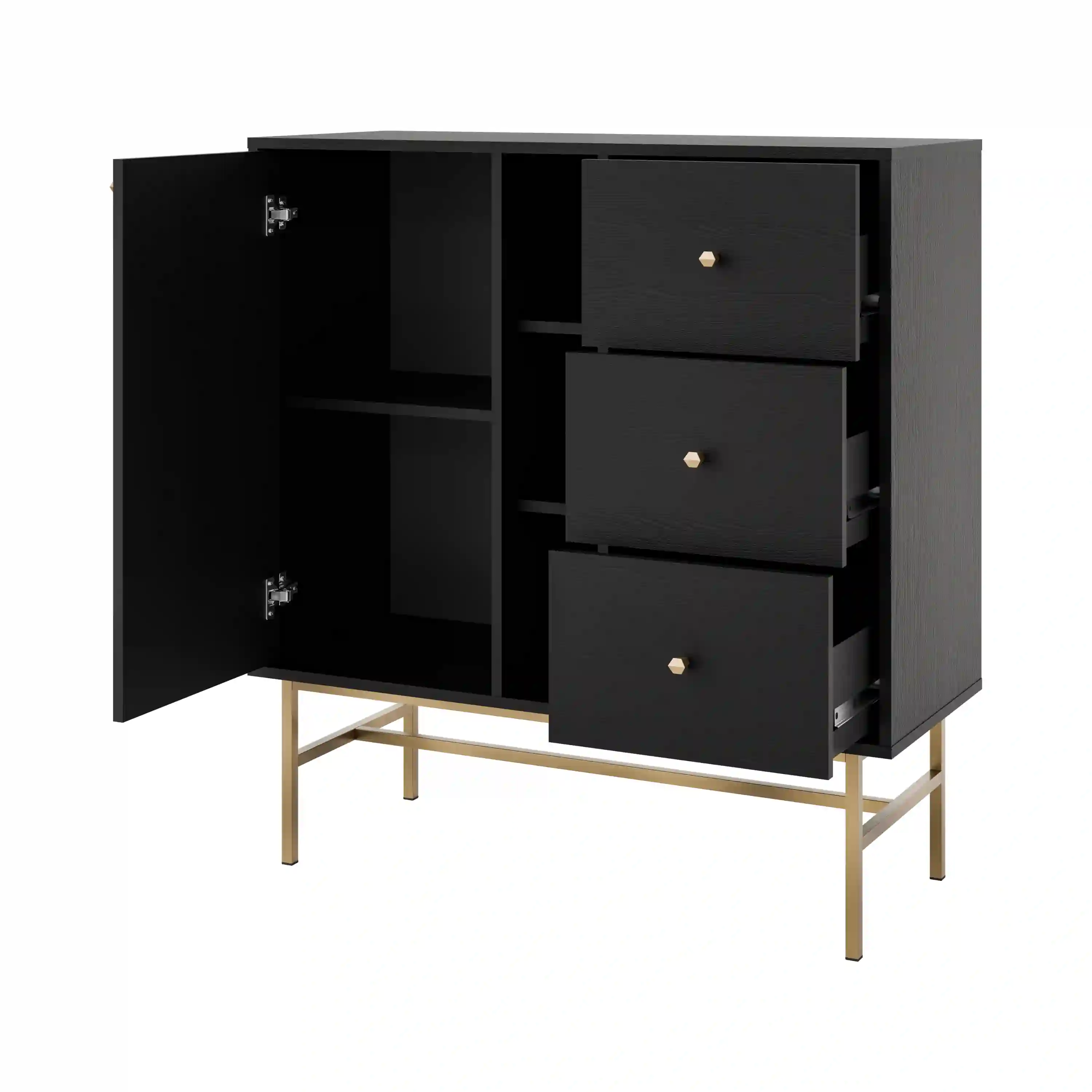 Komoda z szufladami do salonu Sakai 1F 3S T824 Czarny