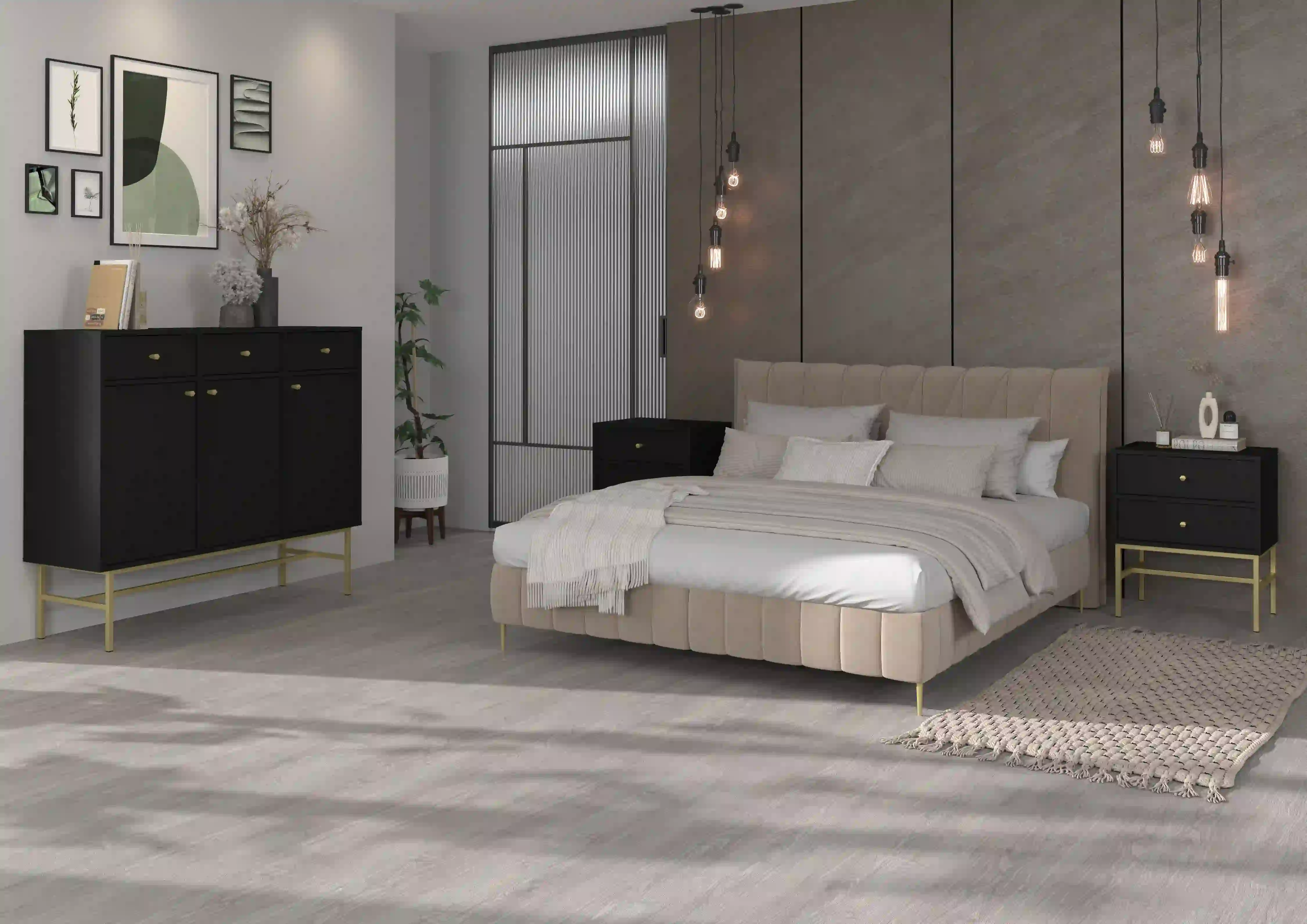 Komoda z szufladami do salonu Sakai 3F 3S T827 Czarny