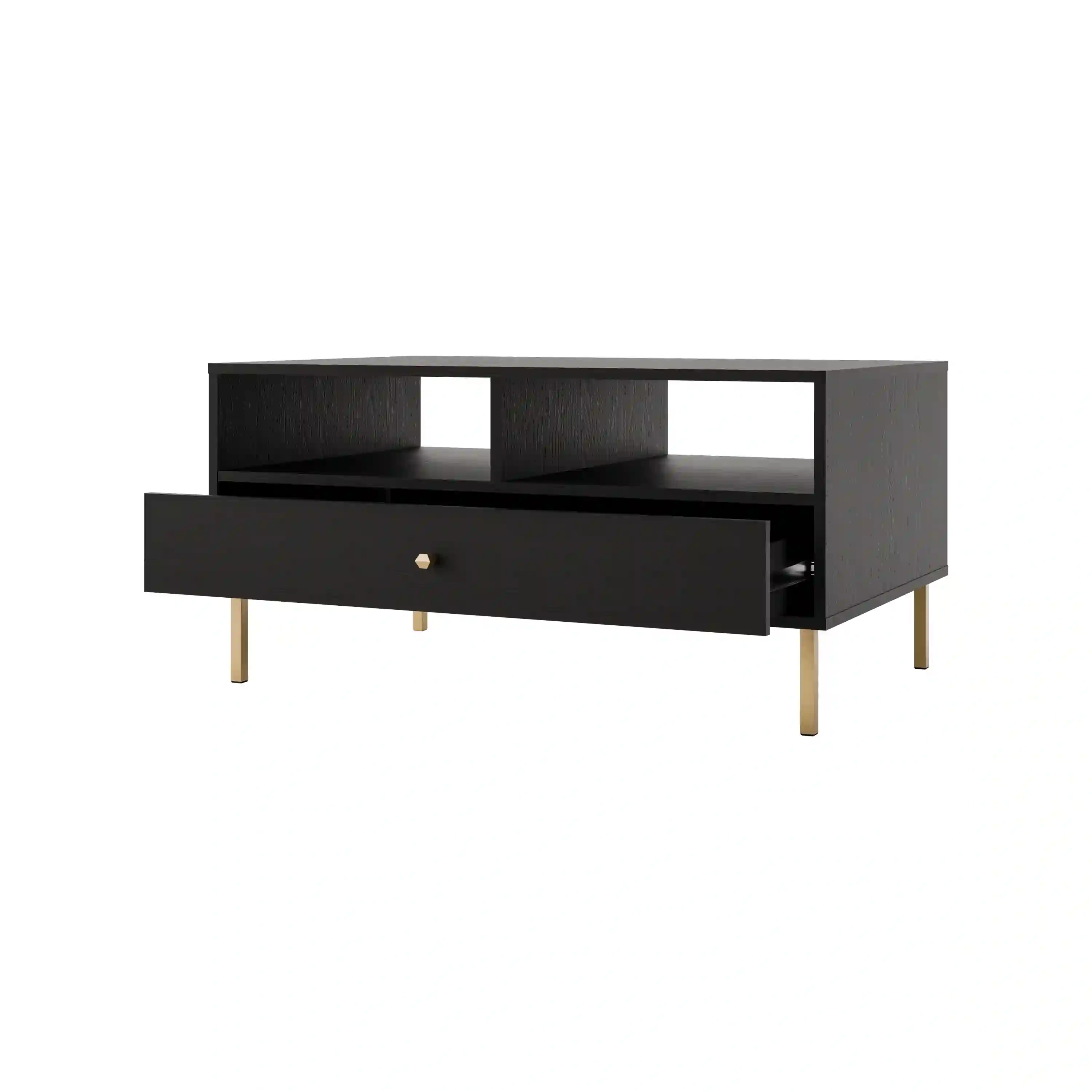 Stolik kawowy z szufladą do salonu Sakai 1S T201 Czarny