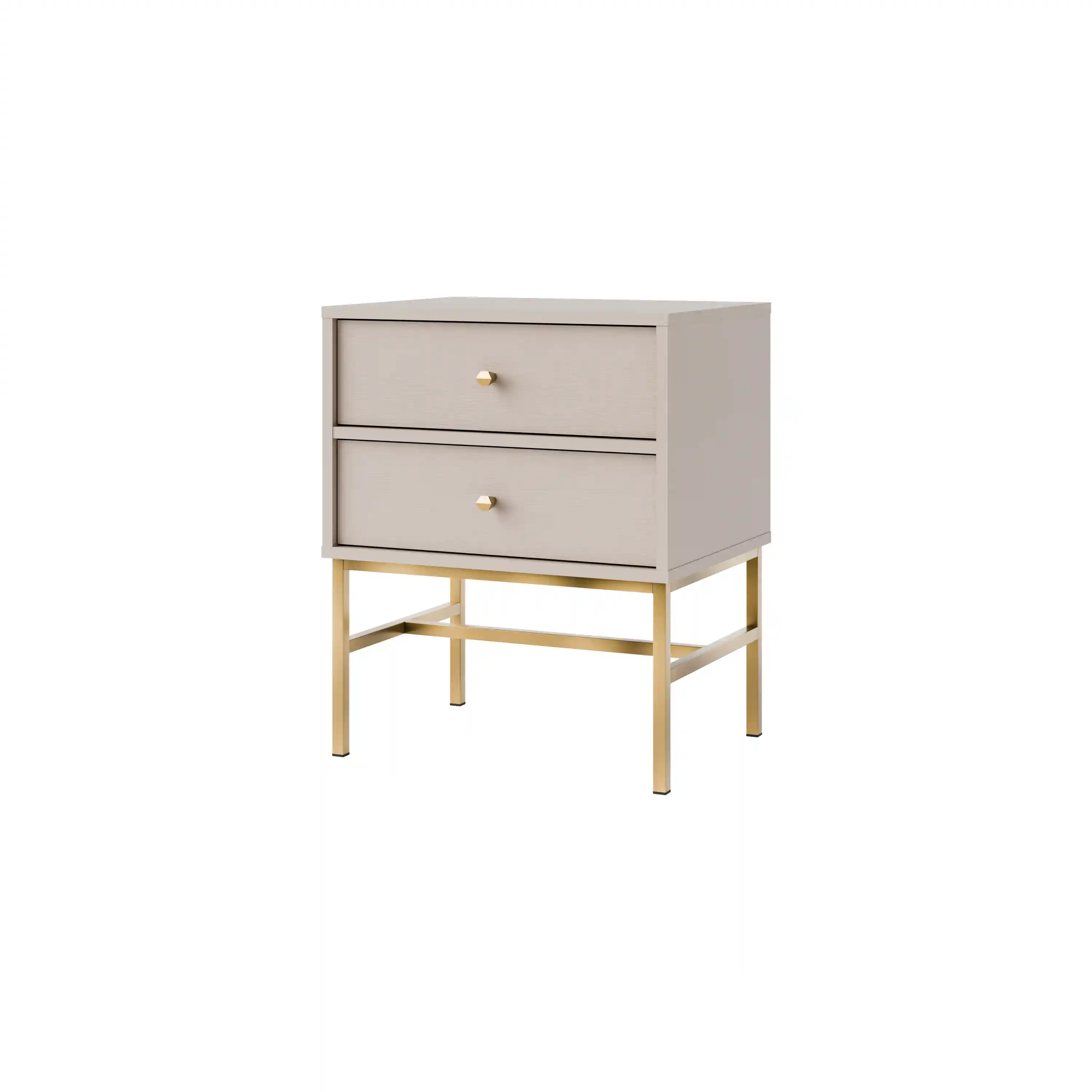 Stolik nocny z szufladami do sypialni Sakai 2S T801 Beżowy