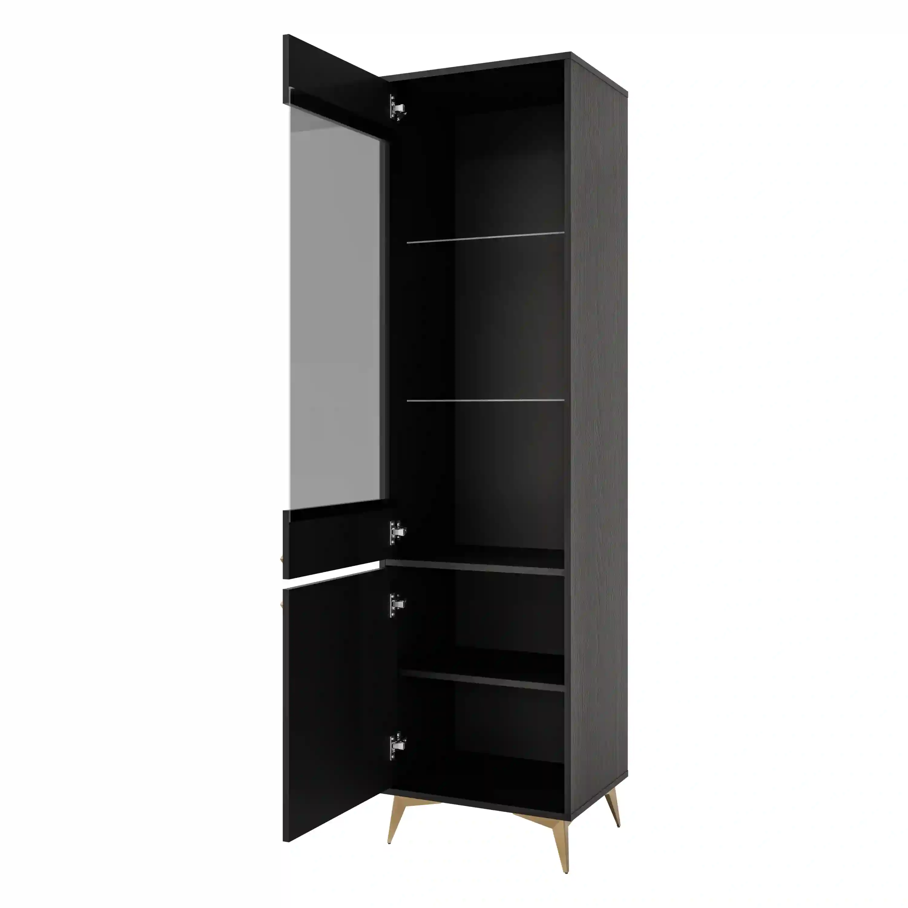 Witryna szklana do salonu Sakai 2F T101 Czarny