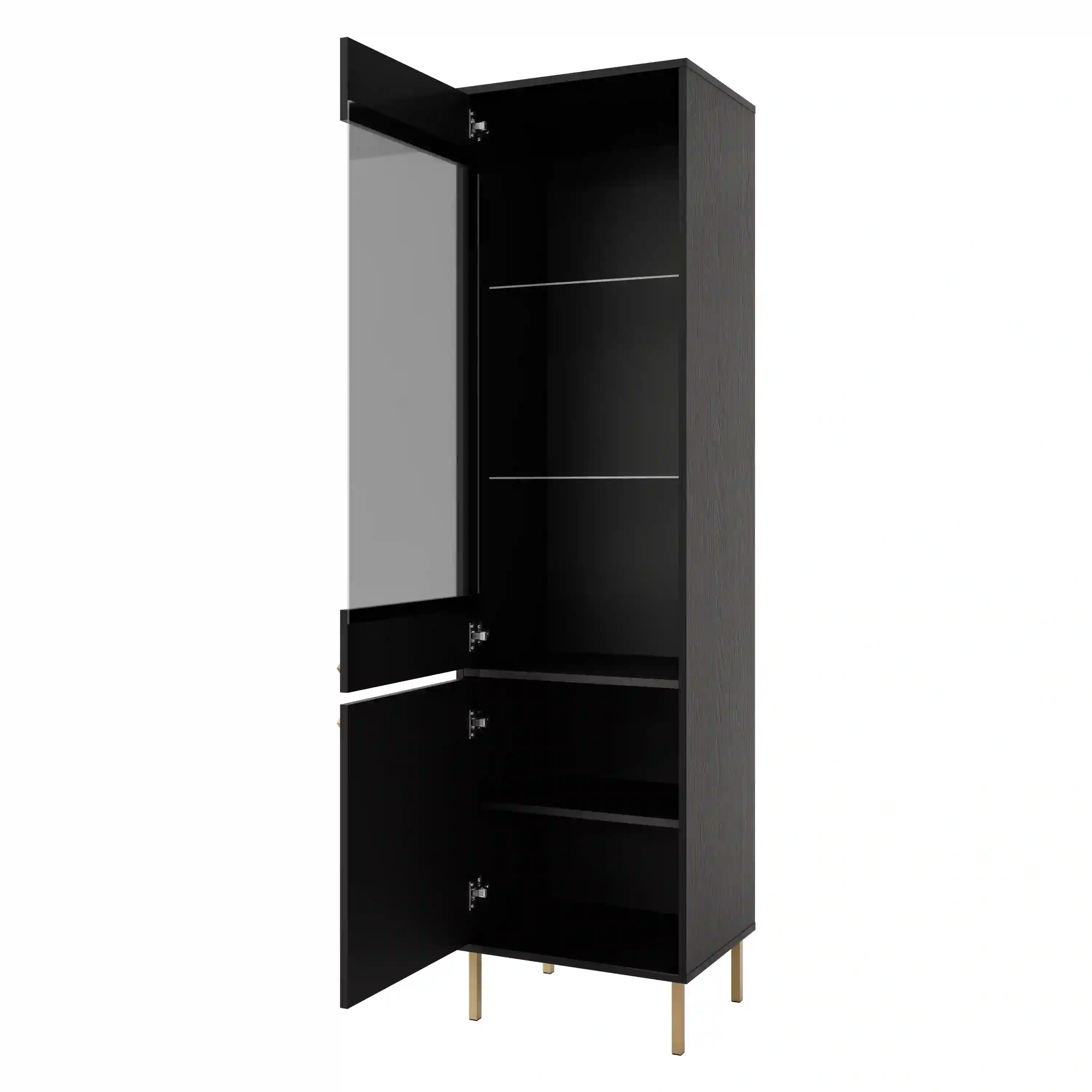 Witryna szklana do salonu Sakai 2F T101 Czarny