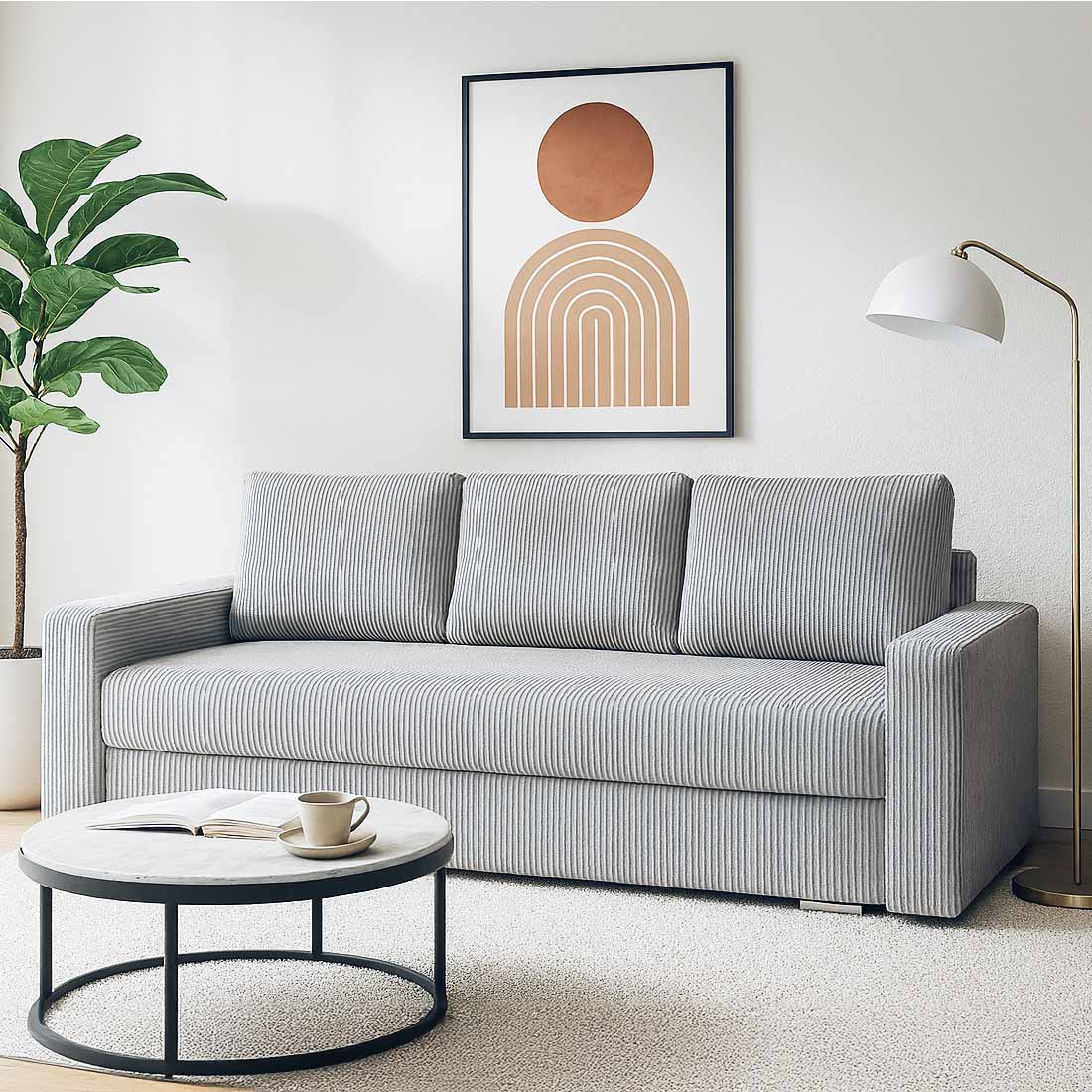 Kanapa rozkładana z funkcją spania SILVER 3 sztruks szary