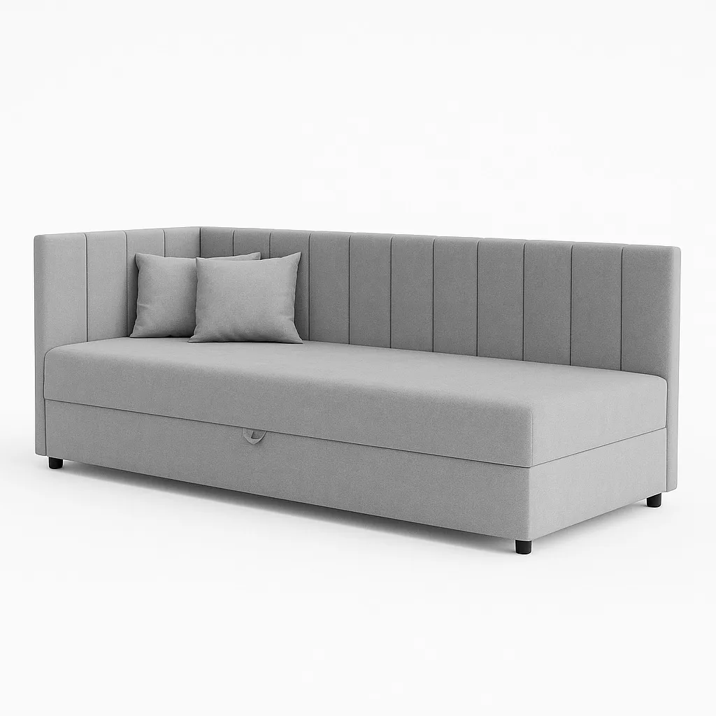 Tapczan łóżko jednoosobowe z pojemnikiem do salonu Sofaro 80x200 Szare
